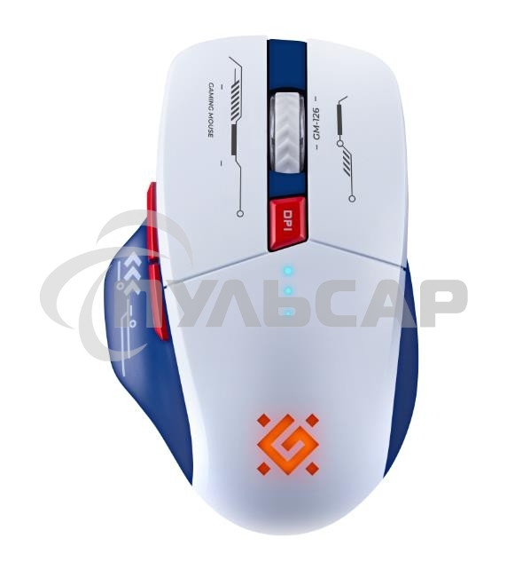 Мышь беспроводная Defender Tisa GM-126 белый/синий, 1600 dpi, радиоканал, Bluetooth, USB, кнопки - 6