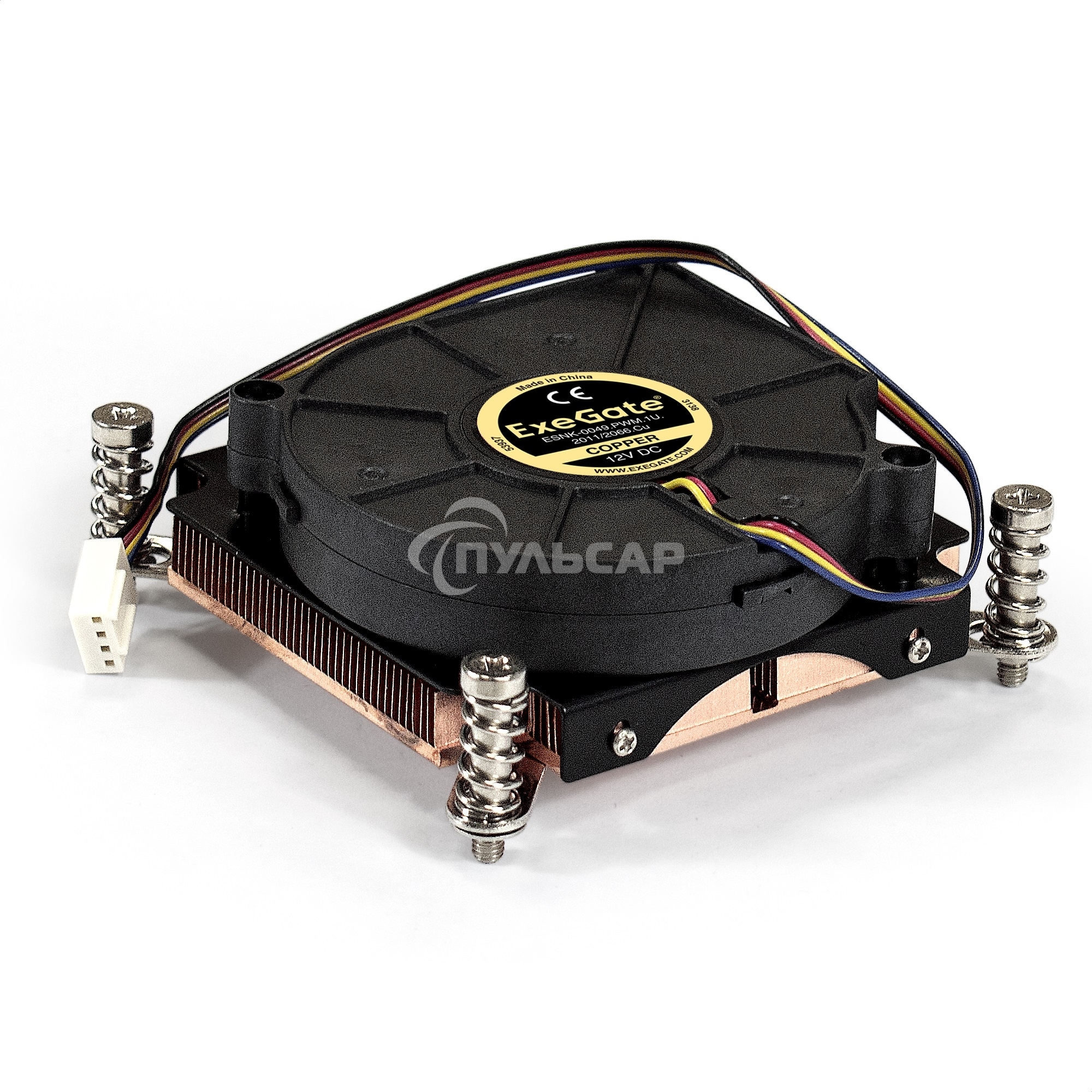 Кулер для процессора ExeGate ESNK-0049.PWM.1U.2011/66.Cu черный, 75 мм, медь, 5000 об/мин, 54 дБ, 4 pin, 115 Вт, 30 мм