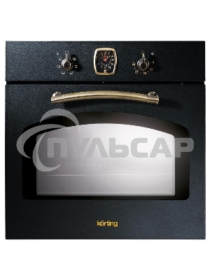Встраиваемая электрическая духовка Korting OKB 460 RN / 59.8 х 59.5 x 56 см, 6 режимов нагрева, аналоговые часы в классическом стиле Frank Muller, таймер, черный+бронза