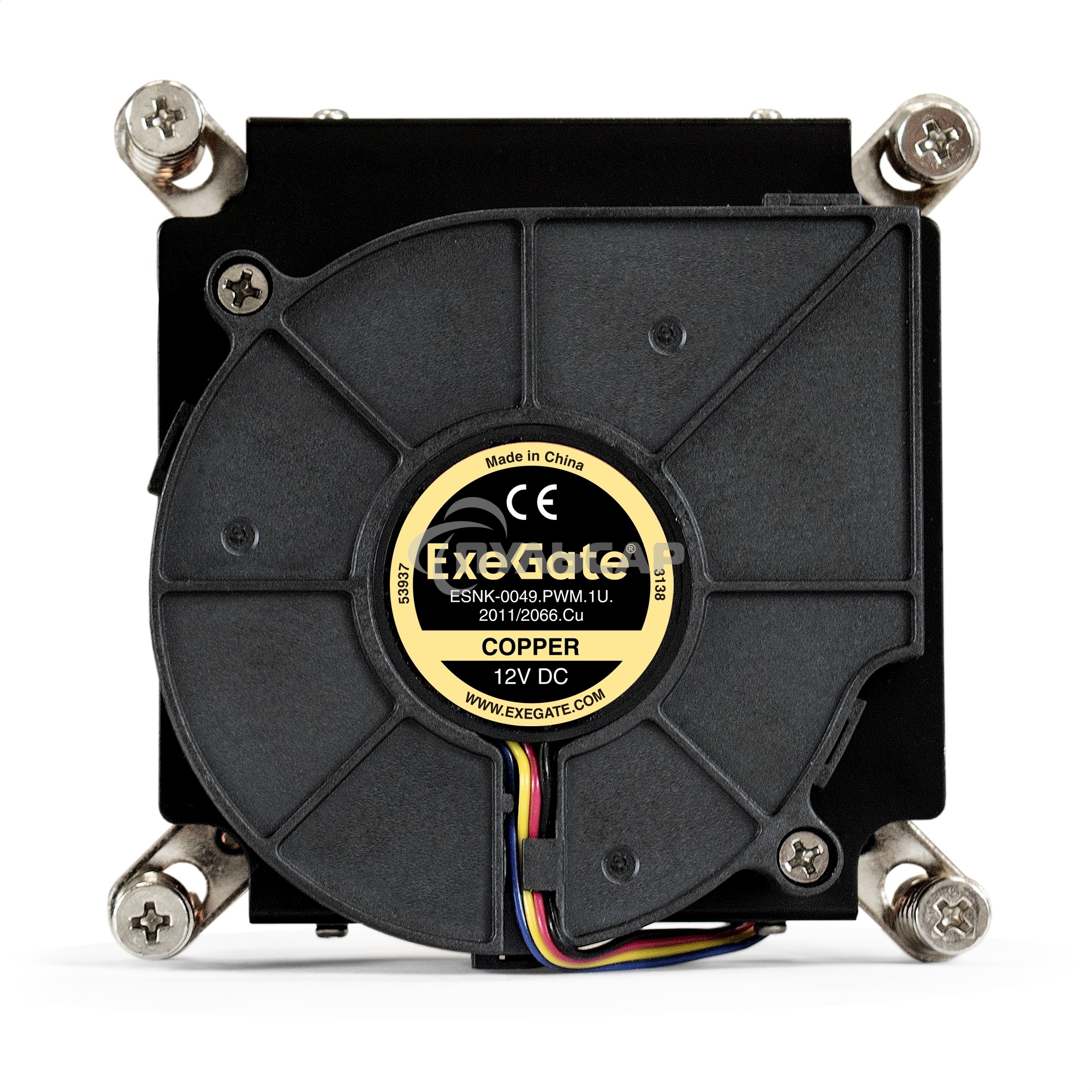 Кулер для процессора ExeGate ESNK-0049.PWM.1U.2011/66.Cu черный, 75 мм, медь, 5000 об/мин, 54 дБ, 4 pin, 115 Вт, 30 мм