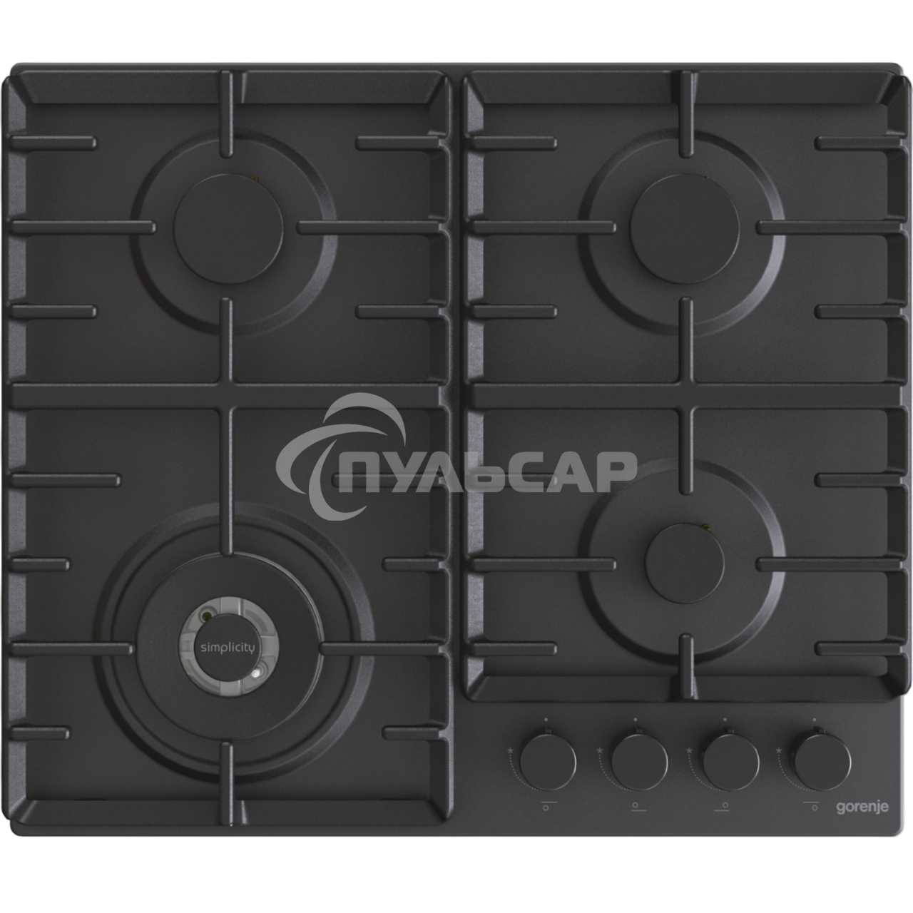 Газовая варочная панель Gorenje GW642SYB, 4 конфорки, эмалированная сталь, черный