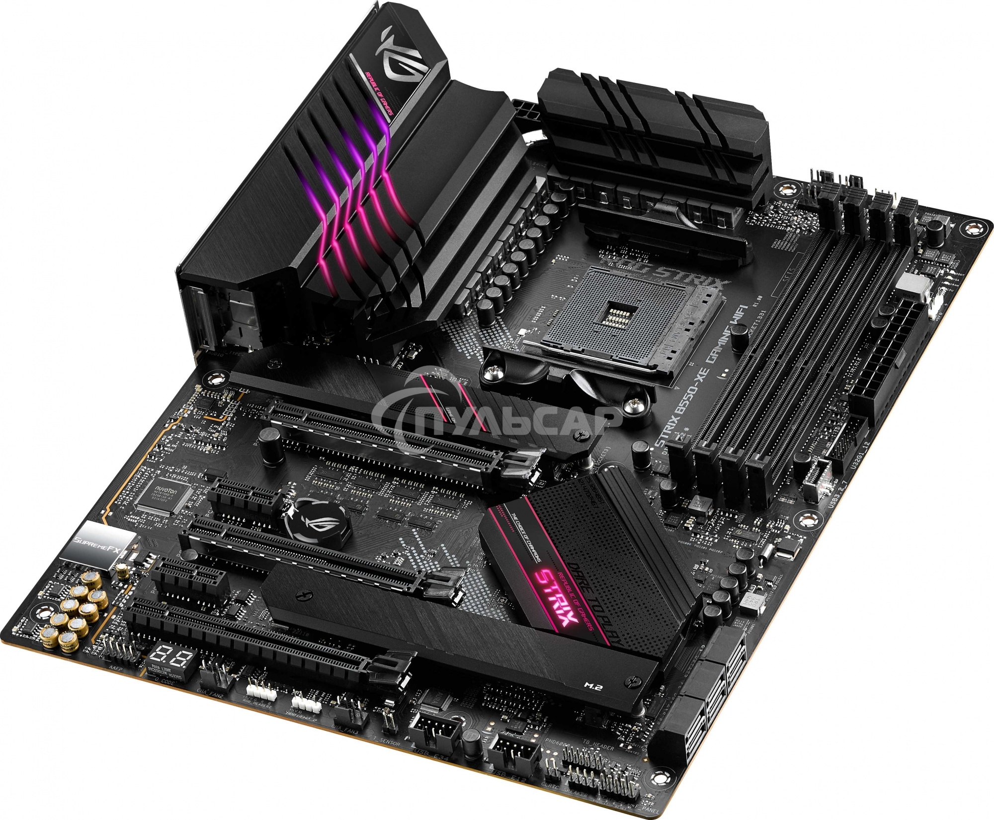 Материнская плата ASUS ROG STRIX B550-XE GAMING WIFI, AM4, AMD B550, 4xDDR4, 6xSATA, 2xM.2, 1xPCI-E 4.0 x16, 1xPCI-E 4.0 x8, 1xPCI-E 3.0 x4, 1xHDMI, 1xDP, 1x 2.5Gb LAN, 2xUSB-A 3.2 Gen 2, 1xUSB-C 3.2 Gen 2, 4xUSB 2.0, 5x3.5 мм, 7.1, Standard-ATX