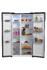 Холодильник Hyundai CS5003F черное стекло двухкамерный Side by Side 331/165л морозилка сбоку