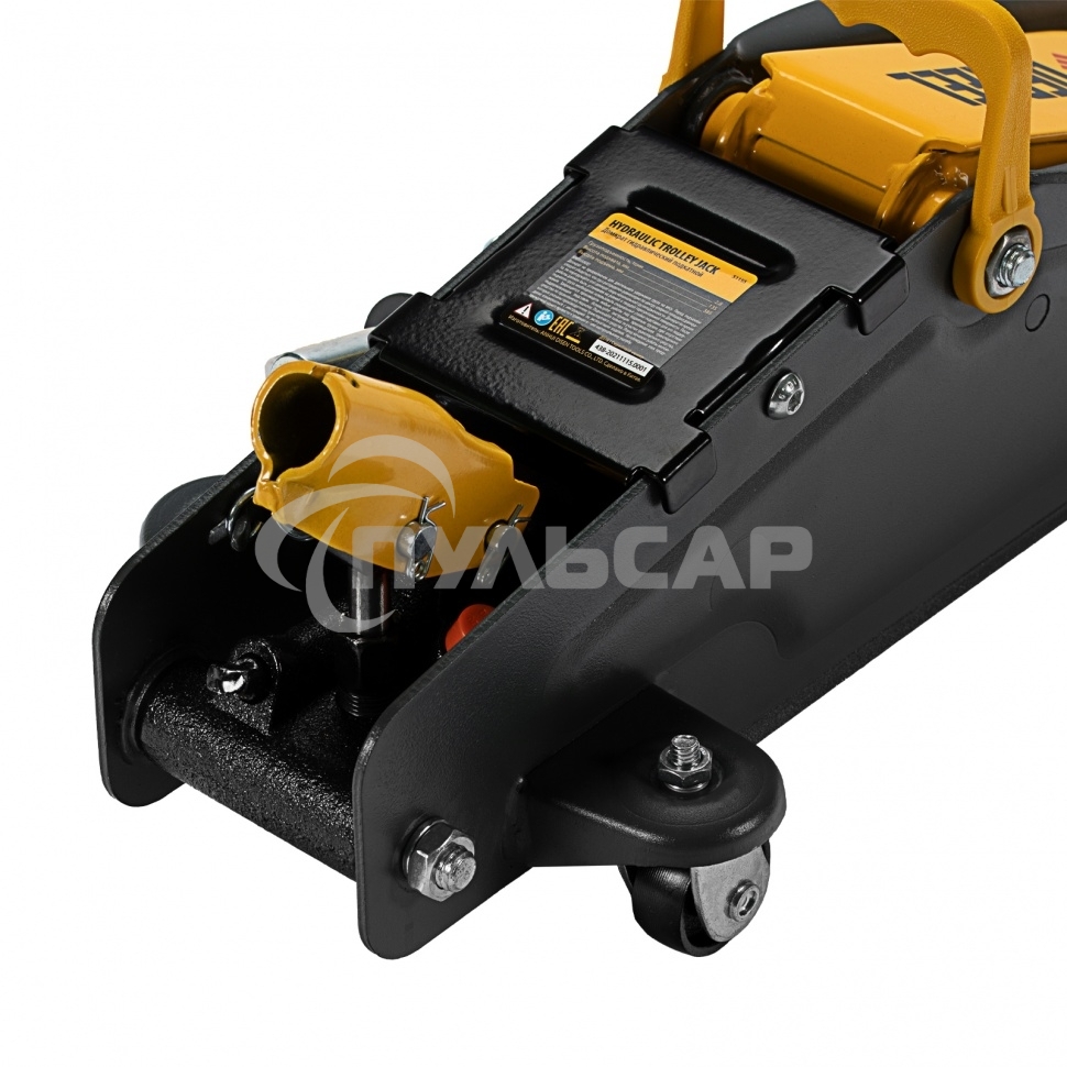 Домкрат гидравлический подкатной с фиксатором Denzel 2,8 т, 135-385 мм 51155