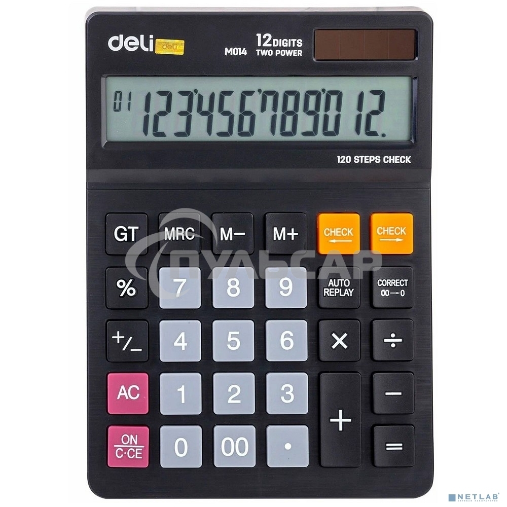 Калькулятор настольный Deli EM01420 черный 12-разр.