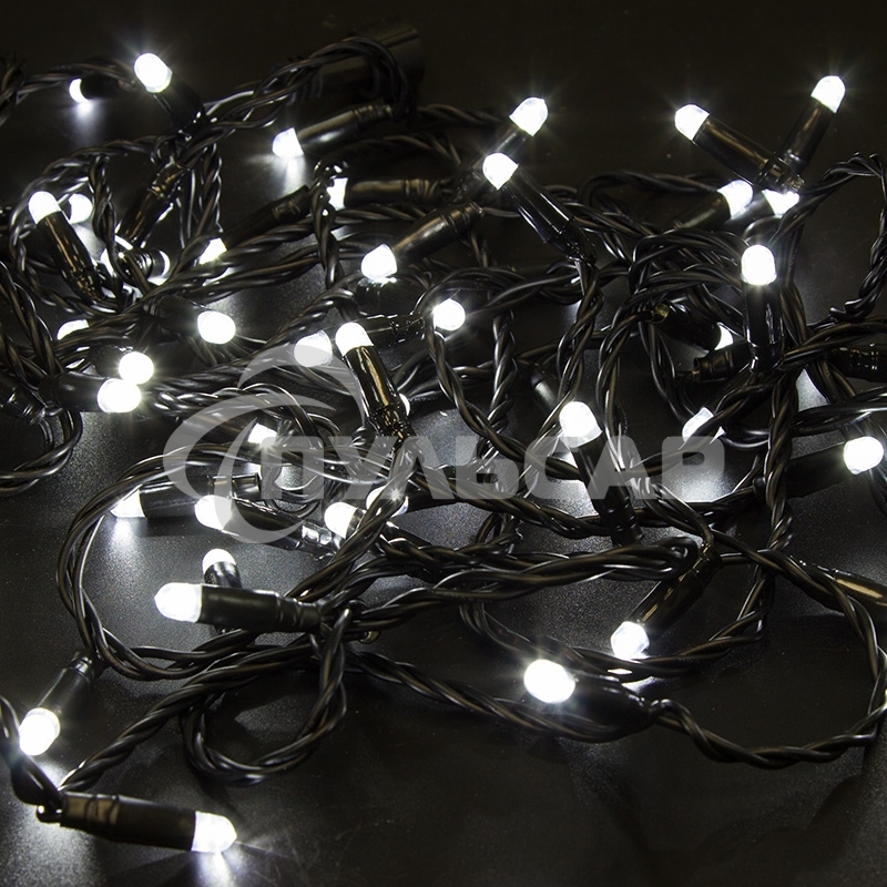 Гирлянда Neon-night Нить 10м, эффект мерцания (каждый 5-ый), черный ПВХ, 230В, белый