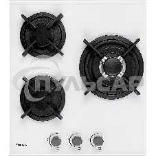 Газовая варочная панель Weissgauff HGG 451 WGh, закаленное стекло, электроподжиг, газ-контроль, чугунные решетки, подставка WOK, белая