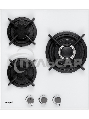 Газовая варочная панель Weissgauff HGG 451 WGh, закаленное стекло, электроподжиг, газ-контроль, чугунные решетки, подставка WOK, белая