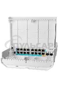 Коммутатор MikroTik netPower 15FR with 800MHz CPU, 256MB RAM, 16 x 10/100Mbps Ethernet ports (15 with Reverse POE-in, 1 with PoE-OUT), 2 x SFP, RouterOS L5 or SwitchOS (dual boot), outdoor enclosure, mounting ki