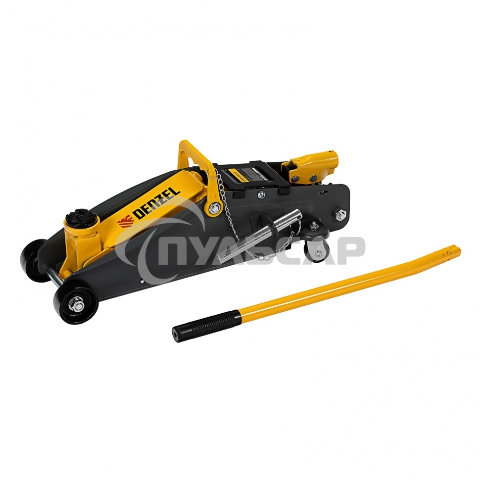 Домкрат гидравлический подкатной с фиксатором Denzel 2,8 т, 135-385 мм 51155