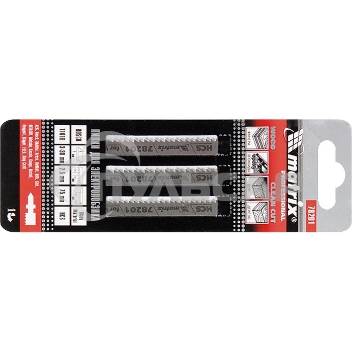 Полотна Matrix для электролобзика по дереву, 3 шт. T101B, 75x2,5мм, HCS Professional