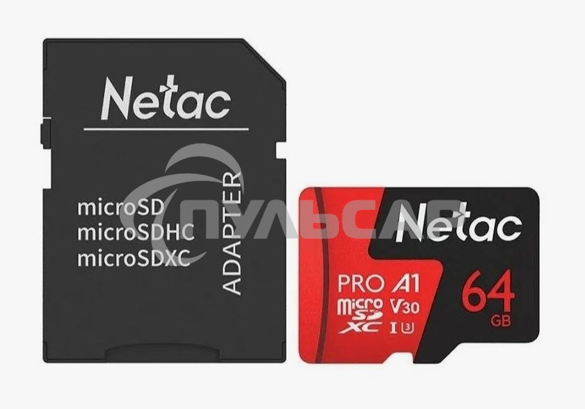 Флеш карта MicroSD card Netac P500 Extreme Pro 64Gb, retail version w/SD adapter