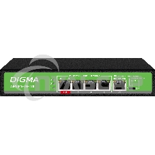 Коммутатор Digma DSP204G-1G-T80 (L2) 5x1Gbит/с 4PoE 4PoE+ 1PoE++ 80W неуправляемый