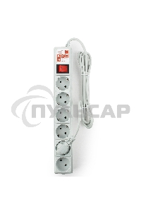 Фильтр-удлинитель Power Cube 1,9 м 6 розеток (серый) 10А/2,2кВт