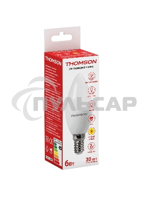 Лампа светодиодная Hiper THOMSON LED CANDLE 6W 480Lm E14 3000K TH-B2013