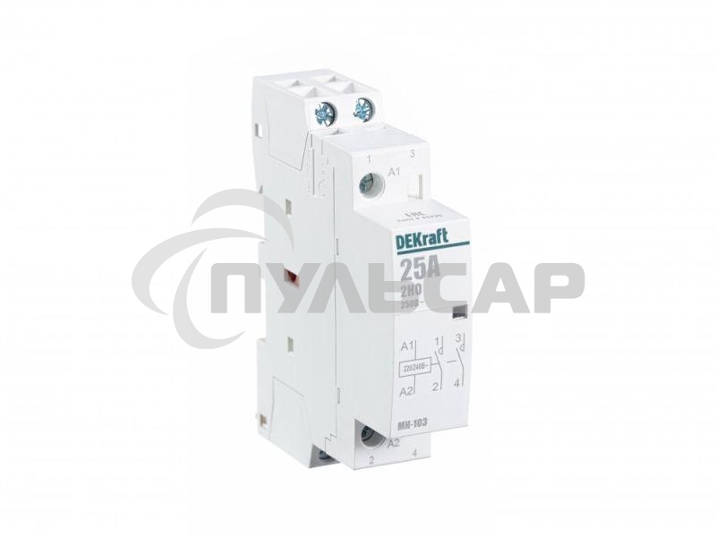 Модульный контактор 2НО 25А 230В МК-103 DEKraft
