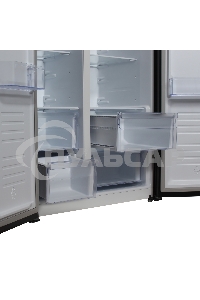 Холодильник Hyundai CS5003F черное стекло двухкамерный Side by Side 331/165л морозилка сбоку