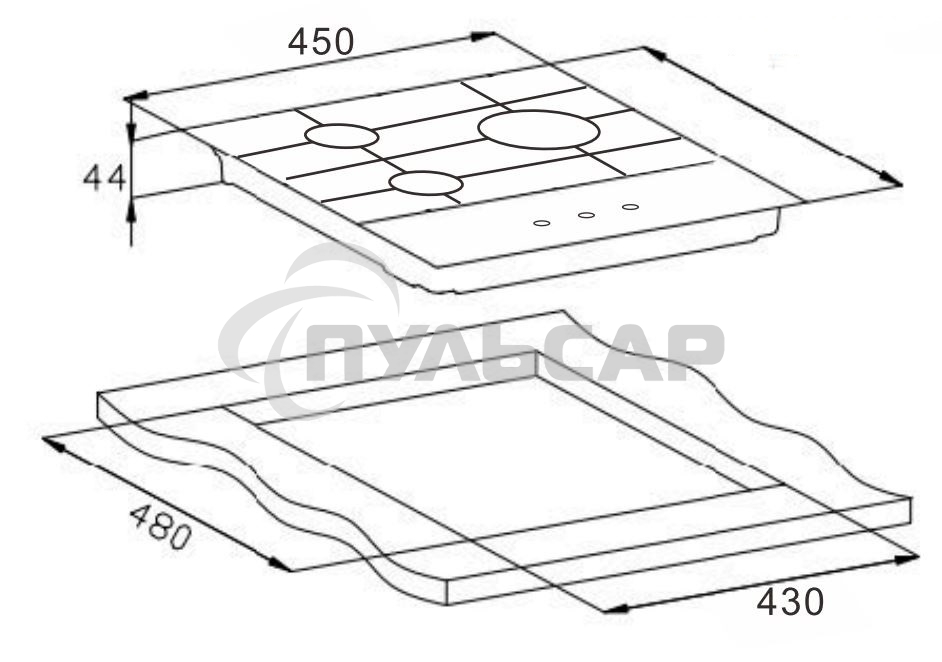 Газовая варочная панель Weissgauff HGG 451 WGh, закаленное стекло, электроподжиг, газ-контроль, чугунные решетки, подставка WOK, белая
