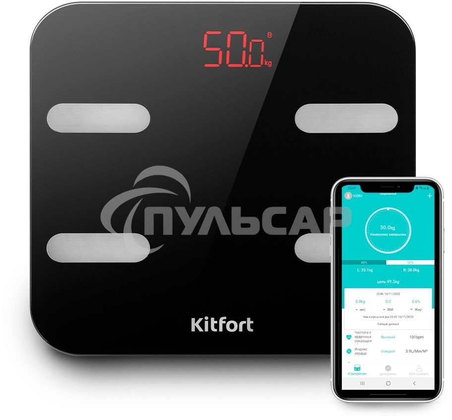 Весы напольные электронные Kitfort KT-806 макс.180кг черный