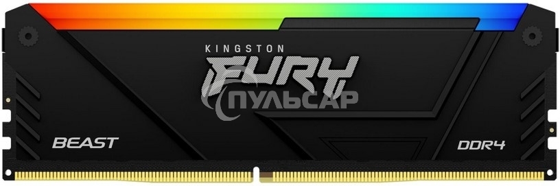 Оперативная память Kingston Fury Beast, DDR4, 16Gb (1x16Gb), 3600MHz, CL18, DIMM, с радиатором, RGB, черный