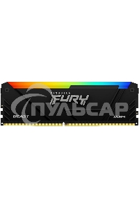 Оперативная память Kingston Fury Beast, DDR4, 16Gb (1x16Gb), 3600MHz, CL18, DIMM, с радиатором, RGB, черный