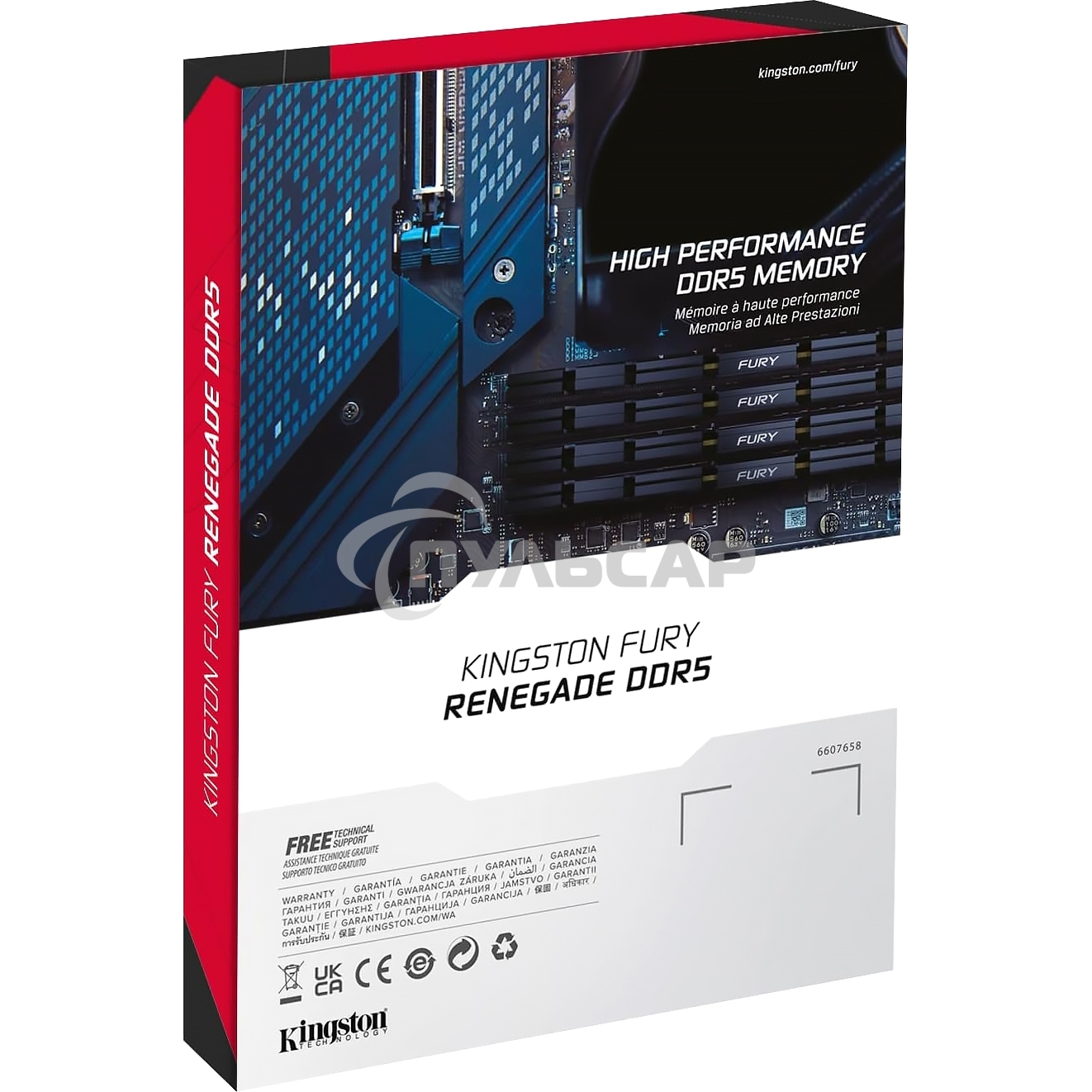 Оперативная память Kingston Fury Renegade, DDR5, 32Gb (1x32Gb), 6400MHz, CL32, DIMM, радиатор, серебристый/черный