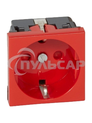 Механизм розетки Legrand 1-м СП Mosaic 2модульный, с заземлением, красный Leg 077214 124965
