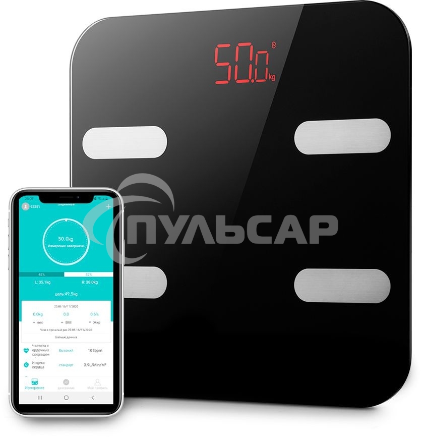 Весы напольные электронные Kitfort KT-806 макс.180кг черный