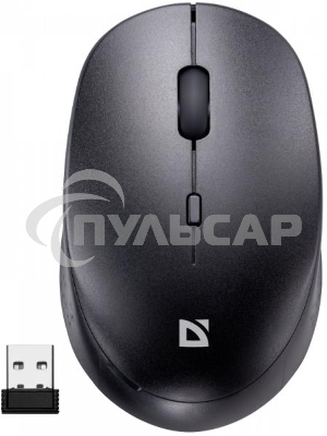 Мышь беспроводная Defender Auris MB-027 черный, 1600 dpi, радиоканал, USB, кнопки - 4