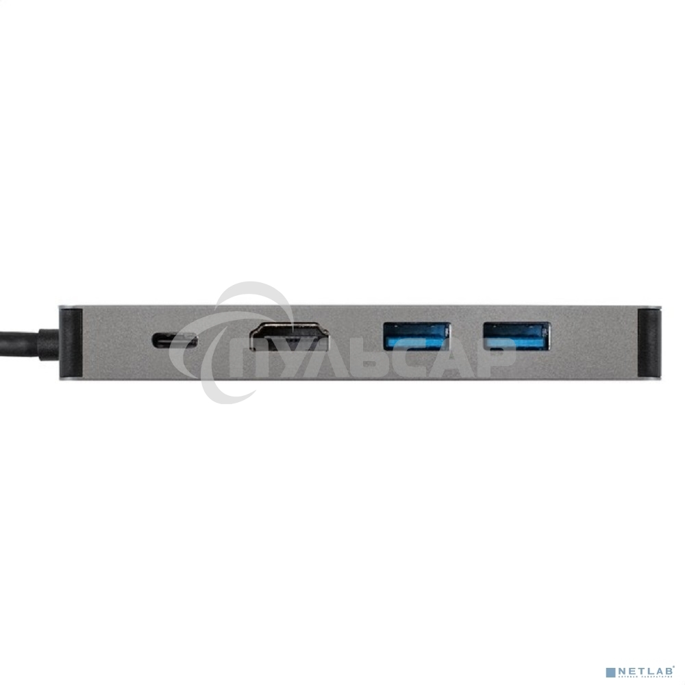 Док-станция ExeGate DUB-21C/PD/HL (кабель-адаптер USB Type-C --> 2xUSB3.0 + PD 100W + HDMI 4K@60Hz + Lan RJ45 10/100/1000Mb, Plug&Play, серая)