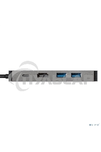 Док-станция ExeGate DUB-21C/PD/HL (кабель-адаптер USB Type-C --> 2xUSB3.0 + PD 100W + HDMI 4K@60Hz + Lan RJ45 10/100/1000Mb, Plug&Play, серая)