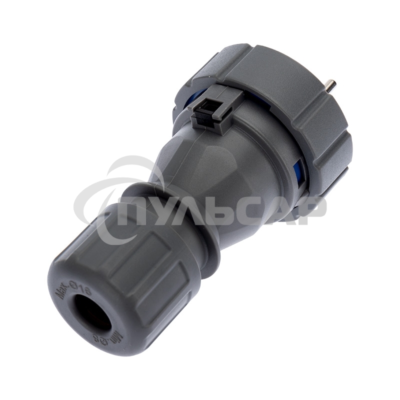 Вилка прямая влагозащищенная 2P+РE, 16 А, IP68 Rexant