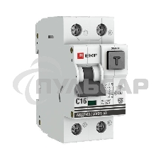 Выключатель автоматический дифференциального тока АВДТ-63 EKF DA63-16-30 16А/30мА (характеристика C, эл-мех тип A) 6кА EKF PROxima Выключатель автоматический дифференциального тока АВДТ-63 EKF DA63-16-30 16А/30мА (характеристика C, эл-мех тип A) 6кА EKF PROxima