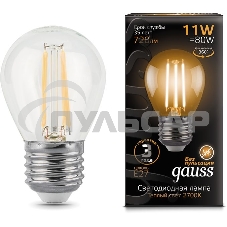 Лампа cветодиодная Gauss LED Filament Шар E27 11W 720lm 2700K 1/10/50