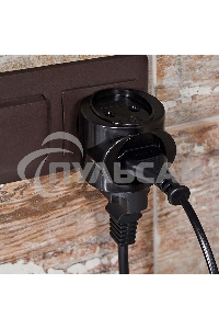 Тройник электрический биметалл 220 В 6 А черный Rexant