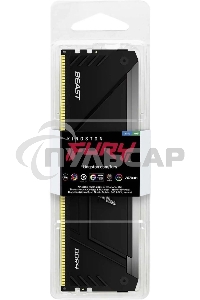 Оперативная память Kingston Fury Beast, DDR4, 16Gb (1x16Gb), 3600MHz, CL18, DIMM, с радиатором, RGB, черный