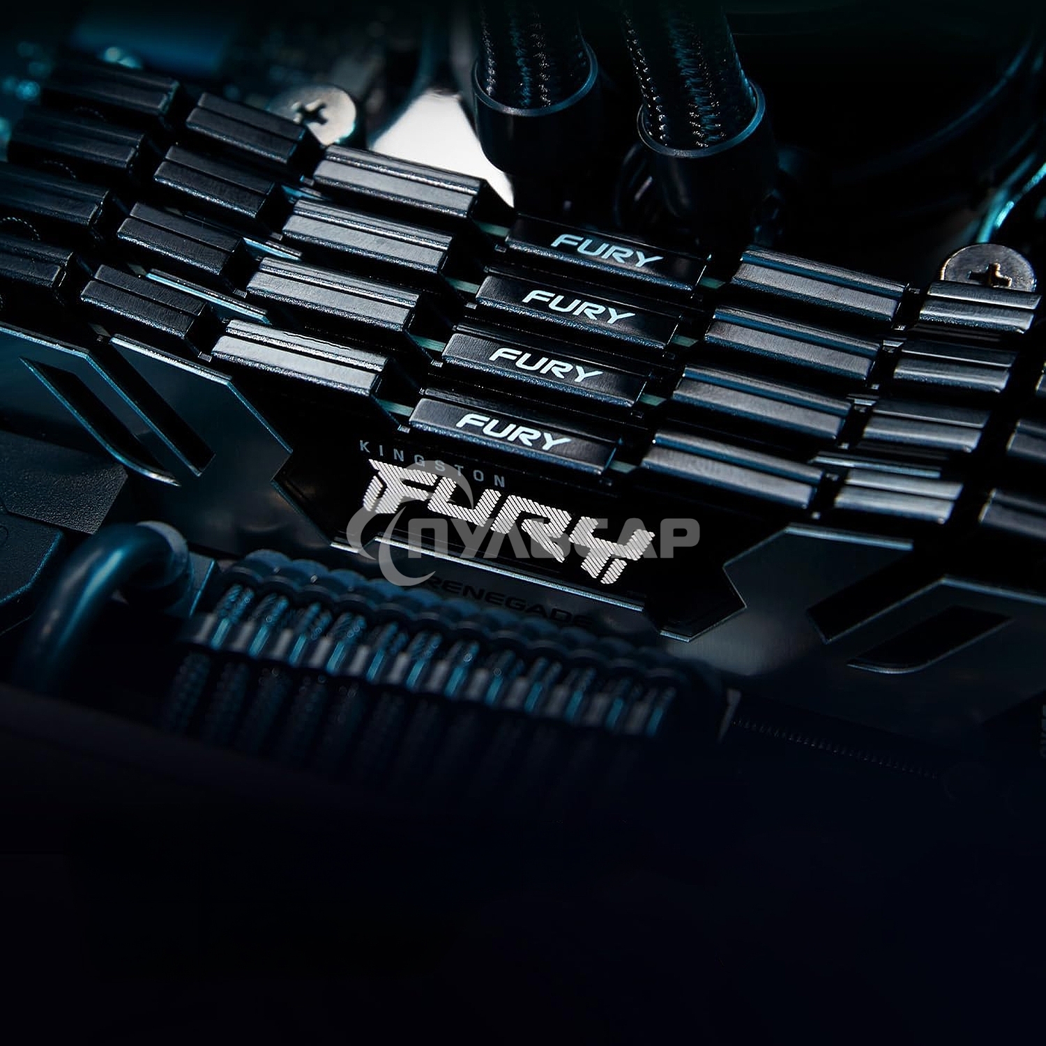 Оперативная память Kingston Fury Renegade, DDR5, 32Gb (1x32Gb), 6400MHz, CL32, DIMM, радиатор, серебристый/черный