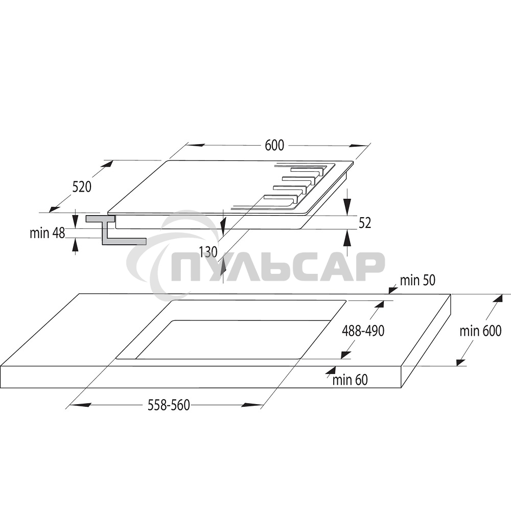 Газовая варочная панель Gorenje GW642SYB, 4 конфорки, эмалированная сталь, черный