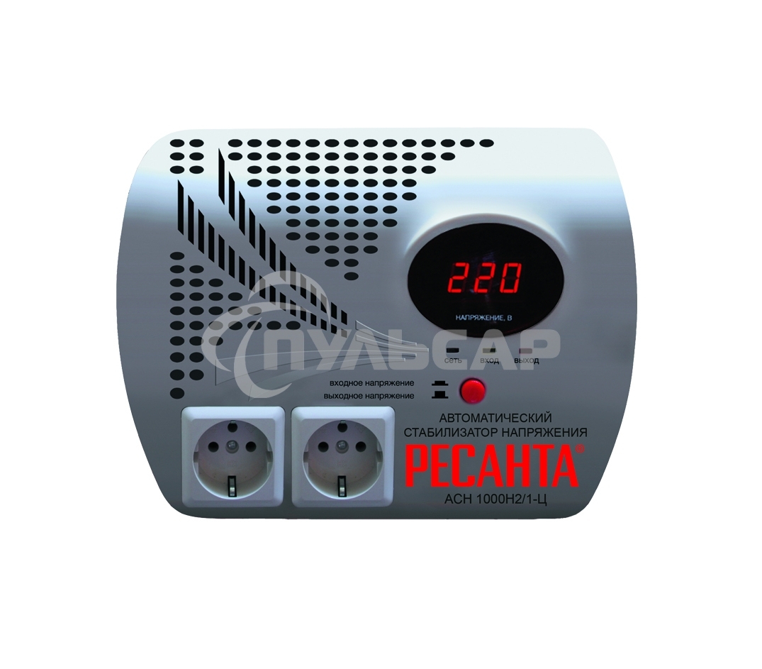 Стабилизаторы напряжения Ресанта АСН-1 000 Н2/1-Ц 63/6/13 Стабилизатор 2 роз, 220В±8%, Габариты 260х200х110, Вес 3,7кг