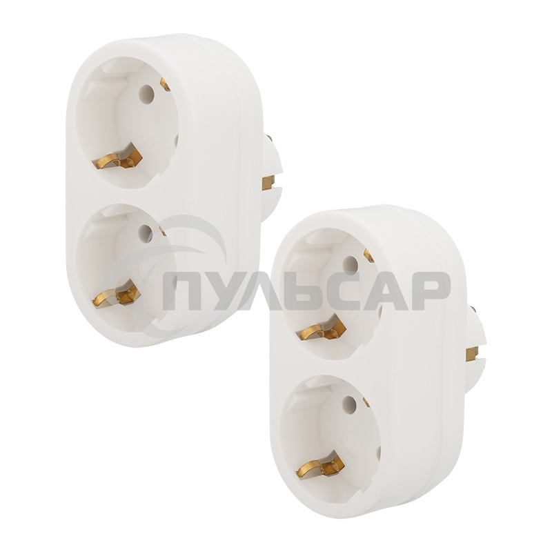 Набор двойников электрических Rexant 16 А с заземлением, белый (2 шт./уп.)