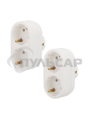 Набор двойников электрических Rexant 16 А с заземлением, белый (2 шт./уп.)