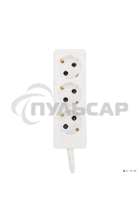 Удлинитель PROconnect 3 гнезда, 10 м, 3х0.75 мм², с/з, белый