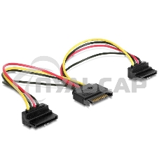 Кабель Gembird/CablexpertКабель питания SATA, 15см, 15pin (M)/2x15pin(F) на 2 SATA устройства, угловой разъем (CC-SATAM2F-02)