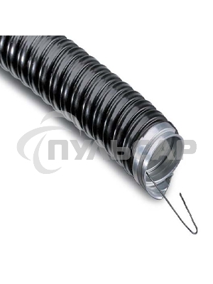 Металлорукав в ПВХ изоляции МРПИнг-32 (бухта 20 м/уп.) с зондом, черный Rexant