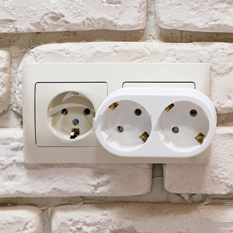 Набор двойников электрических Rexant 16 А с заземлением, белый (2 шт./уп.)