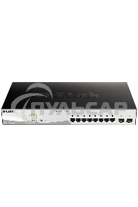 Коммутатор D-Link DGS-1210-10MP/F1A Настраиваемый коммутатор WebSmart с 8 портами 10/100/1000Base-T и 2 портами 1000Base-X SFP (8 портов с поддержкой PoE 802.3af/802.3at (30 Вт), PoE-бюджет 130 Вт)