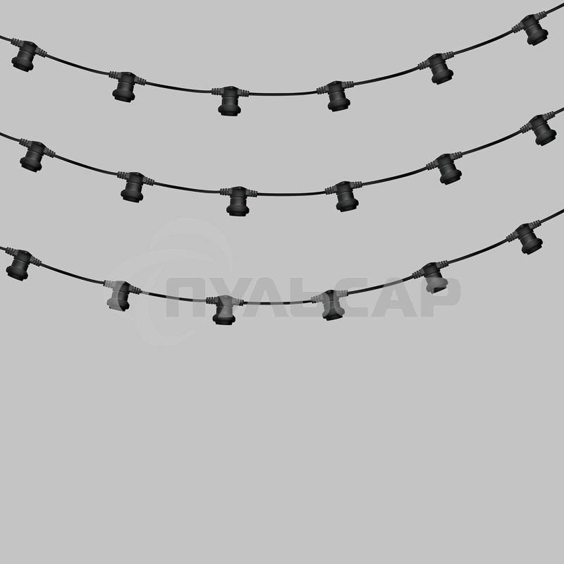 Гирлянда Neon-night Белт-Лайт 2 жилы, 50м, шаг 20см, 250 патронов E27, IP65, черный круглый провод