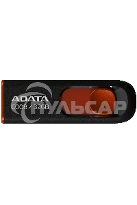 Флешка USB ADATA С008 (AC008-32G-RKD), 32 Gb, USB 2.0, R/W 15/5, черный/красный