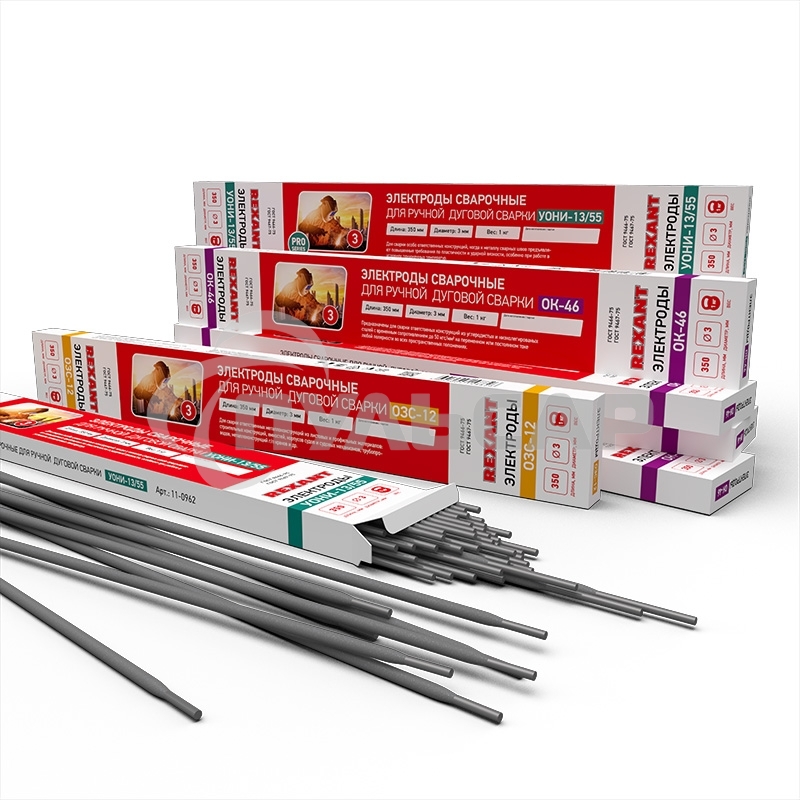 Электрод Rexant УОНИ-13/55, 350 мм/3 мм, пачка 1 кг