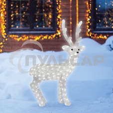 Акриловая светодиодная фигура Neon-night Снежный олень 100 см, 380 светодиодов, IP 65, понижающий трансформатор в комплекте